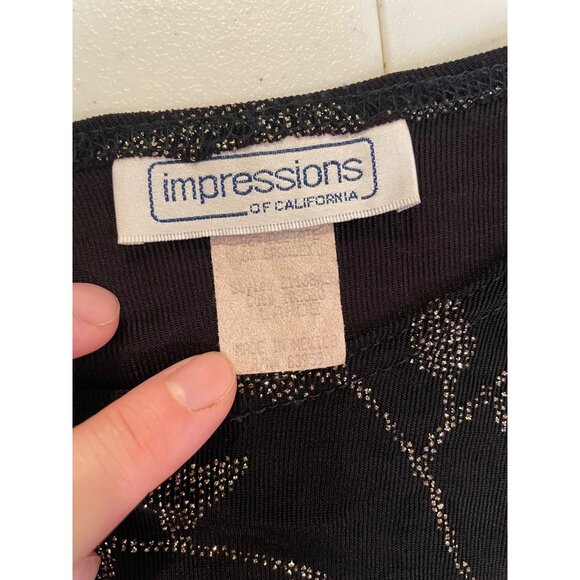 Vtg Impressions Womens Slinky Floral Glitter Top Size L NYE Dark Fairy Indie 90s - Picture 8 of 15